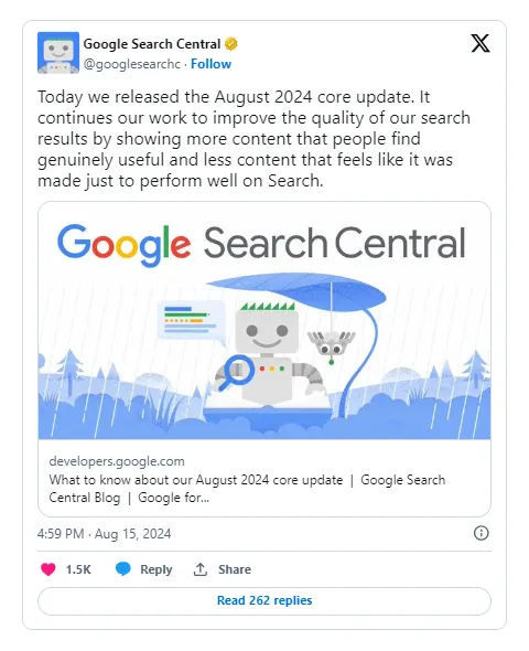 Core Update Google agosto 2024